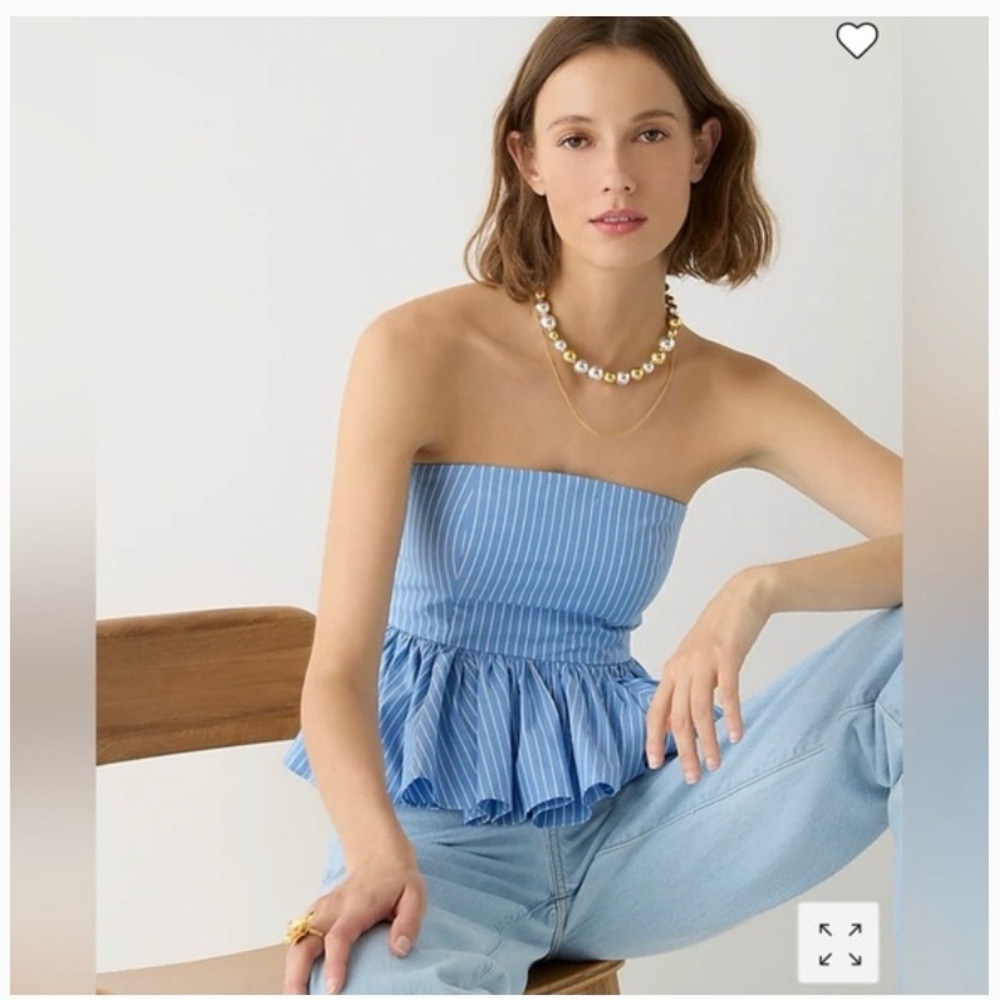 J. Crew - Strapless Stripe Peplum Top
